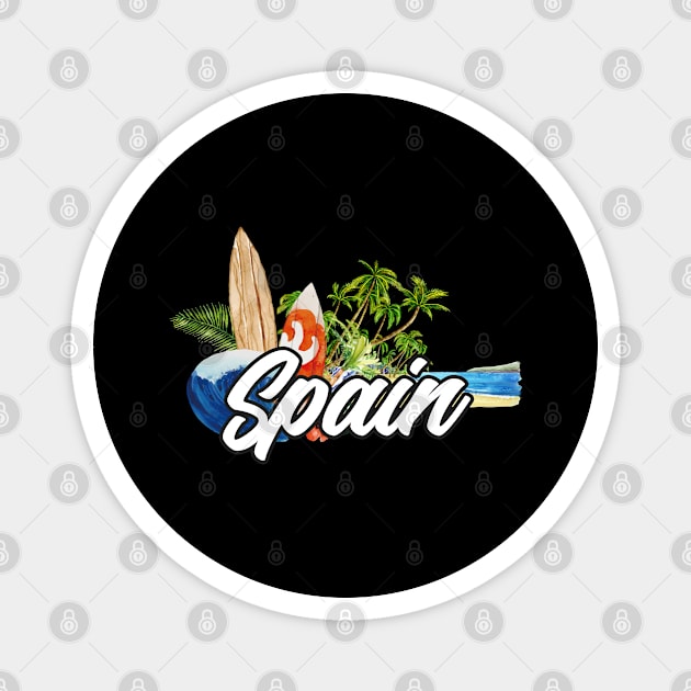 Spain surf. Surfing the waves of Spain . Perfect present for mother dad friend him or her Magnet by SerenityByAlex